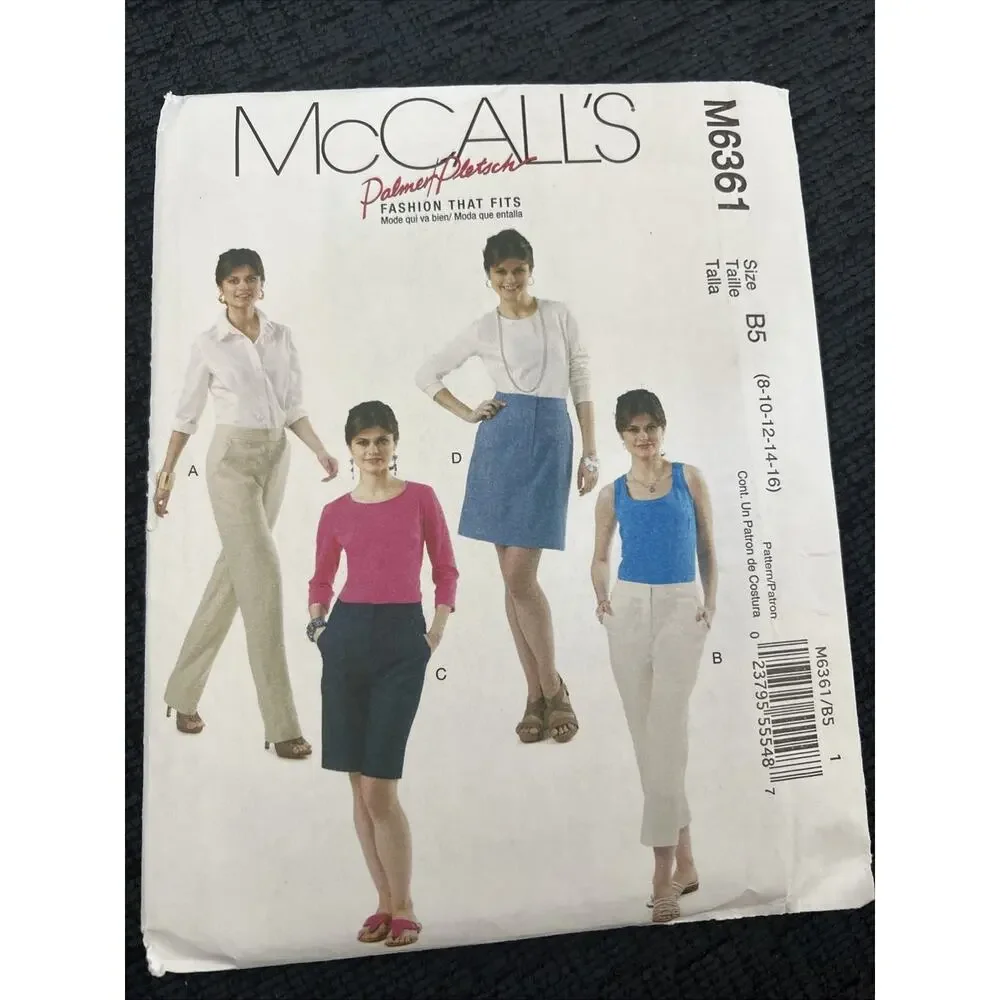 McCall's M6361 Sewing Pattern Misses' Pants Shorts Skirt Plus B5 8 - 16 Uncut